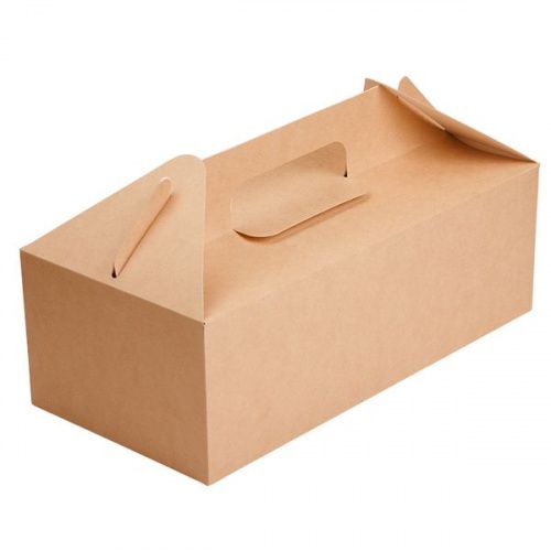 Коробка для рулетов, картон сундук ECO BOX WITH HANDLE крафт (28,8*14,2*9,8см)