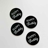 Набор акриловых топперов "Бирки Happy Birthday", черные