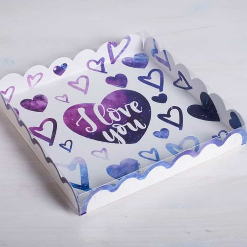 Коробка для кондитерских изделий "I lov you", 21*21*3см Коробка для кондитерских изделий "I lov you", 21*21*3см
