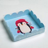 Коробка для печенек "Пингвин" 13*13*3см