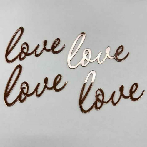 Набор зеркальных топперов изящных "Love" розовое золото, 4 шт