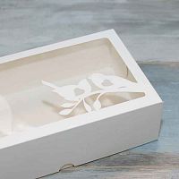 Коробка для зефира "Птички" белая,  25*15*7см