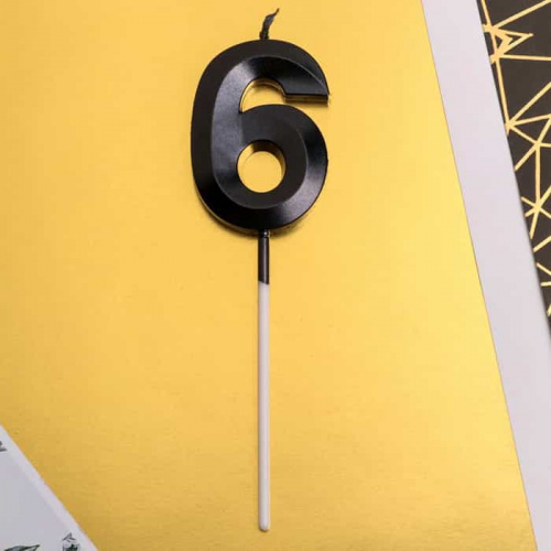 Свеча цифра "6", черная Свеча цифра "6", черная